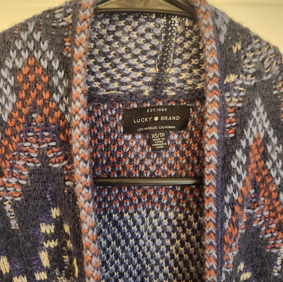 Lucky Brand 3/4 Sleeve Cardigan Tribal Colorful Open Front Size XS #Q383 - Picture 2 of 5
